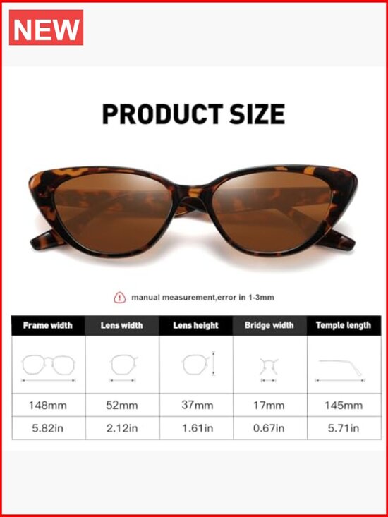 Narrow Retro Cat Eye Sunglasses UV400 Protection Driving Small Chic Trendy main image 3